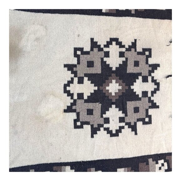 Vintage Handwoven Wool Throw Blanket Alpaca Geometric Floral Tribal Design READ - Picture 8 of 8